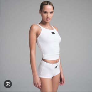 DOLCE&GABBANA X SKIMS COTTON RIB SCOOP TANK | SNOW × 1